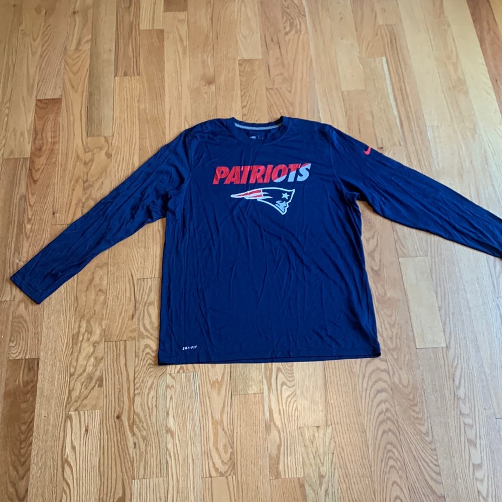 Nike New England Patriots blue long sleeve t-shirt.